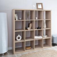 Стеллаж Фора, 16 полок, 147x147х38 см, дуб беленый, ширина 147 см квадратный с открытыми полками для дома или офиса, перегородка