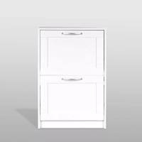 Обувница СИРИУС с 2 откидным ящиком, 60 х 25 х 89 см, ЛДСП, Белая, ширина 60 см, тумба для обуви в прихожую или коридор