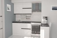 Кухонный гарнитур Лотос лайт 1200, цвет Белый глянец, ширина 120 см, модульная, со столешницей, прямой, с полками, с выдвижными ящиками