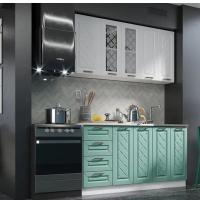 Кухня Агава 1600х600 Акация белая / Мята, для кухни, для дома, с полками и выдвижными ящиками