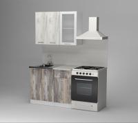 Кухонный гарнитур Инна мини 1000, Цвет Пайн белый/Пайн экзотик, ширина 100 см, с навесными шкафами, с выдвижным ящиком, с тумбой под мойку