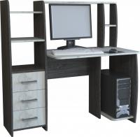 Компьютерный стол КЛ №6.3 Ясень анкор / Дуб крафт белый ширина 125 см ЛДСП с полками с ящиками для спальни для подростков