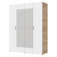 Шкаф 4ств 1800 Бостон с зеркалом 450, цвет Крафт золотой/Белый (4 ящика+полки+штанга)