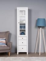 Шкаф-витрина САГА с рифленым стеклом 50 см МОРУ, 50х41х215 см, цвет Белый, ширина 50 см белый шкаф для хранения, витрина для посуды и интерьера