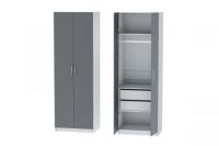 Шкаф 3 с фасадом Иннэс 7 ширина 80 см, Графит и Белый ЛДСП, распашной, в гостиную, в спальню