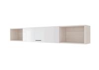 Полка Ненси 2032, цвет Ясень шимо светлый/Белый глянец ширина 203,2 см ЛДСП для спальни и гостиной