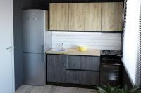 Кухонный гарнитур Адажио макси 1800, Цвет Дуб Золотой/Бетон темный, ширина 180 см, с навесными шкафами, с тумбой под мойку