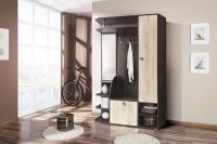 Прихожая узкая комплект "Весна-2", Цвет Дуб венге / Дуб сонома Набор, ширина 120 см, с обувницей, со шкафом, с зеркалом, в коридор