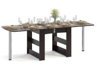 Стол-книжка СП-11.1, цвет Венге, ширина 31 / 168 / 225 см, раскладной трансформер с металлическими опорами и полкой