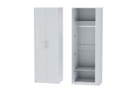 Шкаф 1 с фасадом Иннэс 7 Белый глянец и Белый ЛДСП, ширина 80 см, распашной шкаф для одежды, в спальню, в прихожую