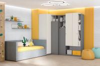 Молодежная Клео набор 5 Графит Миндаль Солнечный, ширина 225 см, комплект мебели, в подростковую, в детскую, в спальню