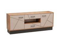 Тумба под ТВ 54.04 Гамма Таксония/грей ширина 160 см, в гостиную или спальню, с полками, с ящиками