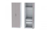 Шкаф 3 с фасадом Иннэс 7 ширина 80 см, Грэй софт и Белый ЛДСП, распашной, в гостиную, в спальню