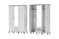 Шкаф ШК-3 Ясень Анкор светлый, ширина 136 см, с зеркалом, со штангой, с ящиками, в гостиную, в спальню