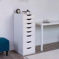 Комод Ингар, 8 ящиков, 36x102x53 см, белый, высокий, ширина 36 см, глубокий напольный, в спальню или прихожую