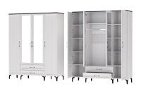 Шкаф ШК-4 Шарм Ясень Анкор светлый, ширина 181 см, со штангой, с ящиками, с полками, в спальню, в гостиную