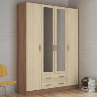 Шкаф распашной "Квадро" Ясень Шимо, с зеркалом для одежды, 4-створчатый, ширина 160 см, высота 220 см, четырехстворчатый