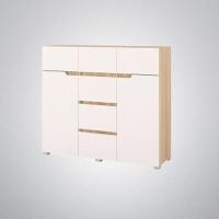 Комод 1200 Анталия, цвет Сонома/Белый, ширина 120 см, с полками и выдвижными ящиками, для дома