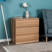 Комод Варма Прайм, 3 ящика, 80х77х48 см, шпон натурального дерева, дуб беленый, ширина 80 см с выдвижными ящиками для спальни или прихожей, для дома