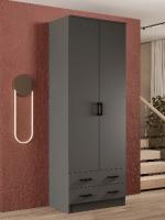 ЛДСП Шкаф ДУЭТ платяной, цвет Графит, двухстворчатый, ширина 80 см, в спальню, в гостиную, мебель для дома