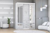 Шкаф-купе арт. 010 Цемент светлый и Белый, ширина 160 см, шкаф для одежды, в спальню, в прихожую