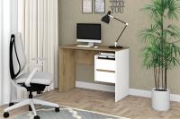 Стол письменный с ящиками Цвет Дуб крафт золотой / Белый текстурный, ширина 100 см, узкий, ученический, с полками