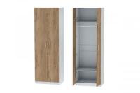 Шкаф 1 с фасадом Иннэс 7 Белый ЛДСП и Дуб Крафт золотой, ширина 80 см, распашной шкаф для одежды, в спальню, в прихожую