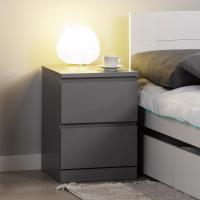 Тумба прикроватная Варма 2 ящика, 40х55х40 см, эмаль Серая, ширина 40 см , небольшой комод в спальню, для дома