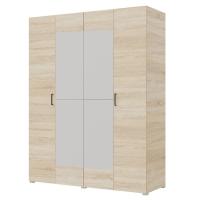 Шкаф 4ств 1800 Бостон с зеркалом 450, цвет Сонома (2 ящика+полки+штанга)