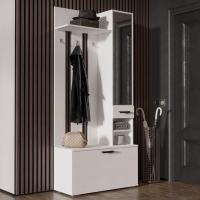 Прихожая узкая комплект "НИКА" Белый гладкий Набор, с обувницей, с зеркалом, в коридор, ширина 91 см