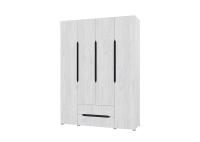 Шкаф 4х створчатый "Вега" цвет Крафт Белый и Венге ЛДСП ширина 160 см с ящиками с полками и штангой в спальню, гостиную, прихожую