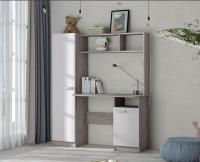 Стол письменный Цвет Крафт серый/кашемир, ширина 136 см, большой ученический, длинный, с надстройкой, с полками