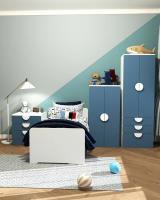 Детский спальный гарнитур ПИКСИ, цвет Озорной василек, голубой набор мебели для ребенка, кровать 80 на 160, шкаф с полками