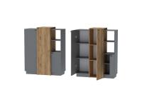 Комод Квадро К-3 Графит и Дуб Крафт золотой, ширина 110см, с полками, в гостиную, в спальню