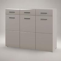 Комод Ненси, цвет Ясень шимо светлый/Капучино глянец ширина 120 см, с полками и выдвижными ящиками, в спальню