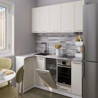 Кухонный гарнитур Дюна прайм 2 400 1100*2000, цвет Кашемир, ширина 110*200 см, угловой, с навесными и напольными шкафами, с выдвижными ящиками, с дверцами