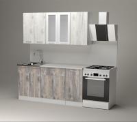 Кухонный гарнитур Инна стандарт 1600, Цвет Пайн белый/Пайн экзотик, ширина 160 см, с навесными шкафами, с выдвижными ящиками, с тумбой под мойку