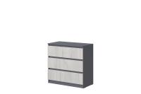 Комод №2 "Соната" цвет Графит, Дуб Крафт Белый, ширина 80 см, для спальни, с ящиками, гардеробная