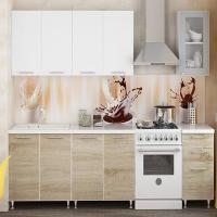 Кухонный гарнитур Фасад Радуга 2,0 Дуб сонома / Белый, ширина 200 см, со столешницей, с полками и ящиками, для дома и квартиры на кухню