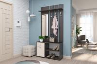 Прихожая узкая комплект "Бинго" Цвет Дуб венге / Дуб белфорд Набор, ширина 100 см, мини прихожая, с обувницей, со шкафом, с зеркалом, в коридор