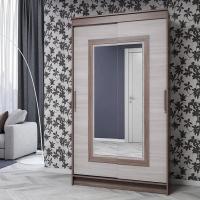 Шкаф-купе Элегант 5 ширина 126 см Ясень шимо темный / Ясень шимо светлый, для одежды, большой, с ящиками, высота 200 см, высокий