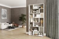 Стеллаж 02 Дуб крафт белый ширина 100 см ЛДСП с отрытыми полками для книг в спальню, гостиную и прихожую