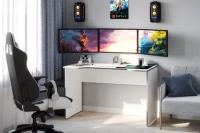 Стол компьютерный ВАРДИГ К3, 120х65х75 см, белый/серый, ширина 120 см, письменный для учебы, учебный для ноутбука