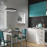 Кухня Лагуна 1600х600 Морская волна / Дуб седой, для кухни, для дома, с полками и выдвижными ящиками