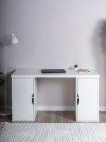 Стол письменный Ингар, с двумя дверцами, 140x75x55, белый, ширина 140 см, с полками для книг и тетрадей, учебный для студента или школьника