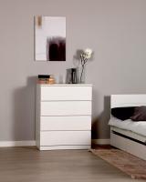 Комод Варма, 4 ящика, 80х100х40 см, эмаль Белая, для дома в спальню или прихожую, ширина 80 см