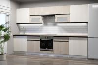 Кухонный гарнитур Кварц экстра 3000, Цвет Латте/Карамель, ширина 300 см, с навесными шкафами, с выдвижными ящиками, с тумбой под мойку