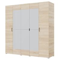 Шкаф 5ств 2500 Бостон с зеркалом 500, цвет Сонома (4 ящика+штанга)