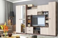 Гостиная Аллегро 6 Ясень тёмный и Ясень светлый, ширина 270 см, стенка гостиная, тумба под телевизор, шкаф распашной