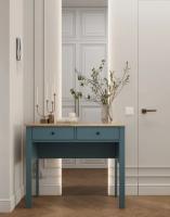 Стол туалетный САГА, 92х45, цвет Темно-бирюзовый / Ясень, ширина 92 см, с ящиками, без зеркала, для косметики и ухода, консоль